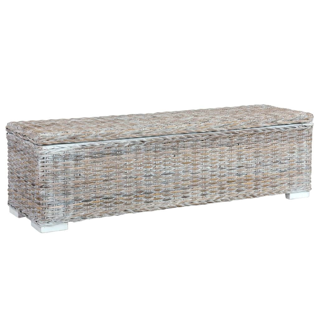 vidaXL Solid Mango Wood Storage Box Kubu Rattan Trunk Bed End Multi