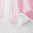 thumbnail image 5 of Castle Fairy Minimal Stripe Print Bed Spread Queen 3pcs,Watercolor Geometric Lines Queen Coverlet Set,Pink White,1 Quilt and 2 Pillowcases, 5 of 7