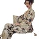 thumbnail image 5 of Pijama japonés de verano de lujo para el hogar, pantalones largos, traje con estampado floral de seda helada, cuello en V, estilo kimono, ropa de estar en casa., 5 of 6