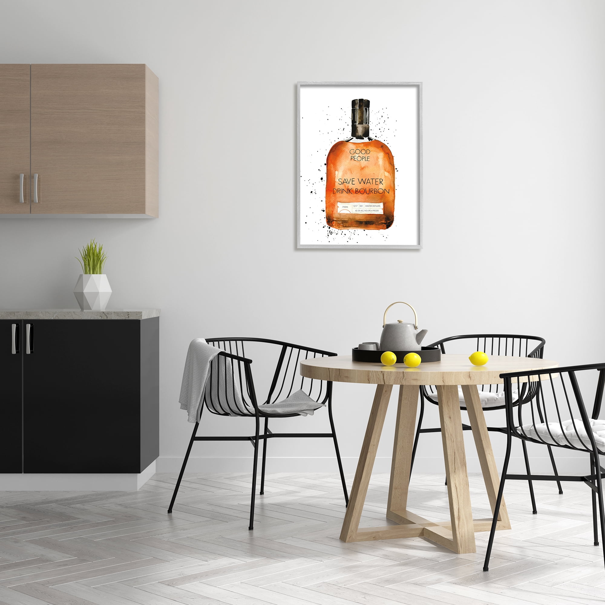 Stupell Industries Save Water Drink Bourbon Quote Common Liquor Bottle Painting Framed Art Print Wall Art, 24x30, By Mercedes Lopez Charro