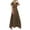 Coffee, variant on Business Casual Dress for Women Summer Fashion Round Neck Short Sleeve Solid Color Swing Belt Plus Size Dress Female Midi Dresses Women Fit & Flare Dresses, Style 4737, Khaki S