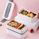 thumbnail image 3 of Yuarrent Fiambrera de doble capa para alimentos frescos, contenedor de almacenamiento Bento ABS, cajas de horno microondas de silicona para trabajo Cocina y Comedor Blanco Yuarrent HA067352-01, 3 of 6