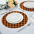 thumbnail image 6 of Halloween Buffalo Plaid Orange Round Placemats Washable Placemats Non-Slip Heat-Resistant Table Place Mats for Dining Kitchen Holiday Party Table Decoration 15.4"-1PCS Table Mat, 6 of 7