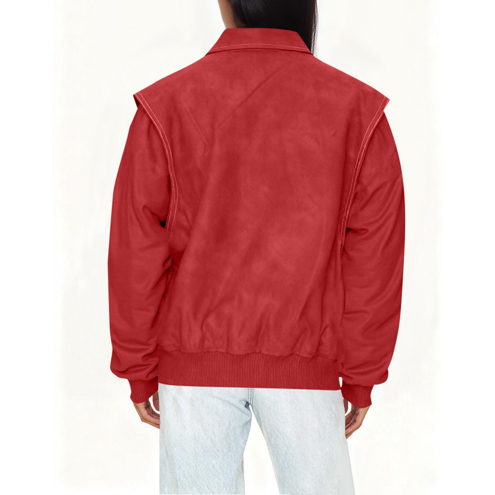 IROINNID Women's Faux Leather Jacket Long Sleeve Front Zip Pocket Biker Moto Jacket