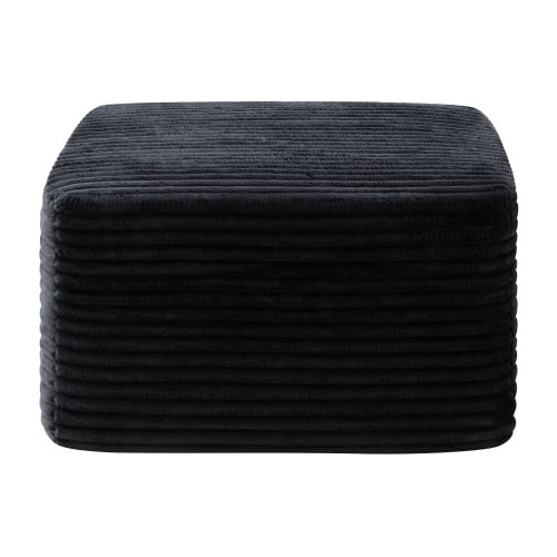37.5" Square Corduroy Upholstered Ottoman – Soft Padded Footrest Stool, Stain-Resistant & Pet-Friendly, Multi-Functional Accent for Living Room Bedroom Decor, Black