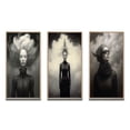 thumbnail image 2 of Designart "Monochrome Portrait Dreams of Wild Hair I" Fashion Woman Framed Wall Art Set Of 3 - White Glam Frame Gallery Wall Set For Home Decor, 2 of 6