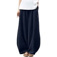 thumbnail image 2 of TRUBKH Cotton Linen Pants Balloon Pants Drop Crotch Harem Pants Women's Sweatpants Resort Wear for Women 2026 Baggy Yoga Pants Women Lounge Pants Beach Palazzo Harem Pants Pull On Pants Blue XL, 2 of 9