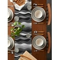 thumbnail image 2 of Black Stripes Table Runner Cotton Linen 48 Inch Holiday Dresser Scarves, Modern Simple Greyish Gradient Lines Tablerunner for Kitchen Coffee Dining Bedroom Living Room Dinner Scarf Décor 13''x48'', 2 of 9