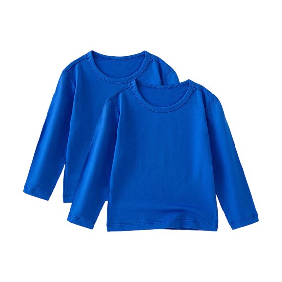 ZACPNCV 2PC Toddler Boys Solid Color Cotton T Shirt Casual Long Sleeve Crewneck Tees Cute Tops Fall Clothes Blue 12-24 Months