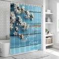 thumbnail image 6 of Farmhouse Wooden Grain Shower Curtain, Waterproof Shower Curtains for Bathroom, Vintage Shabby Chic Flower Blue Washable Fabric Bathtub Curtain Set Bath Decor with 12 Hooks Stall 36"x72", 6 of 8