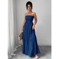 thumbnail image 3 of Off Shoulder Pleated Maxi Dress for Women – Strapless Tube Top Summer Dress with Tiered Skirt, 3 of 10