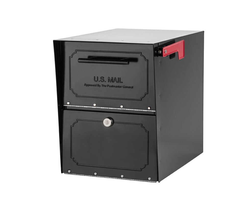 Black Mailbox Lockable Post Mount Parcel Classic Locking X-Large Stainless Steel 