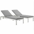 thumbnail image 2 of Modway Shore 3 Piece Outdoor Patio Aluminum Chaise with Cushions in Silver Gray, 2 of 8