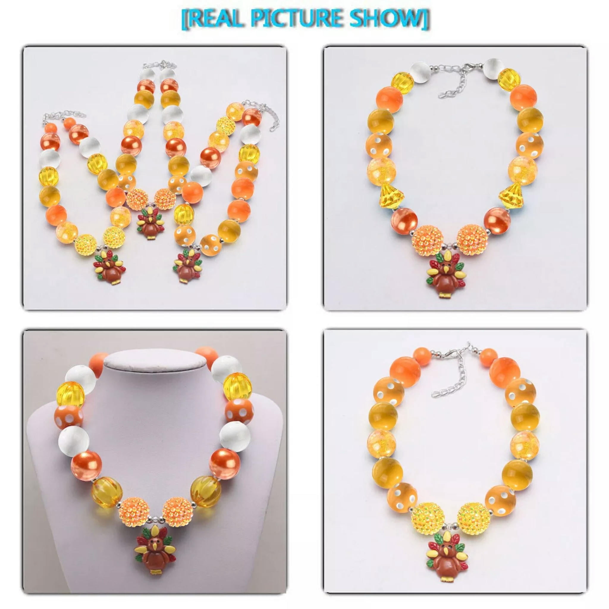 U8MO 50x Opaque Acrylic Beads Thanksgiving Theme Chunky Loose Beads for Autumn Party