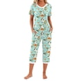 thumbnail image 2 of Weekease Printed Two Piece Pajama Sets for Women V Neck Short Sleeve Tops and Capri Casual Summer Sleepwear, 2 of 7