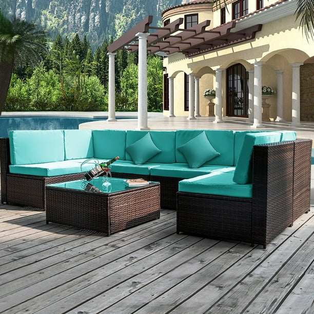 Clearance Wicker Patio Sets 7 Piece Furniture Sofa 6 Patio Furniture Sofa Sets