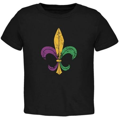 

Mardi Gras Fleur De Lis Distressed Black Toddler T-Shirt - 3T