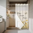 thumbnail image 4 of Spring Yellow Flower No Hook Shower Curtain with Snap in Liner Home Sweet Home Watercolor Floral Butterfly Linen Waterproof Bathroom Shower Curtain with See Through Top Window for Bathtub 54" x 78", 4 of 9