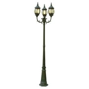 Three Light Rust Clear Beveled, Hexagon Glass Post Light