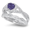 thumbnail image 3 of LaRaso & Co 1 Carat Amethyst February Birthstone CZ Wedding Engagement Ring Set 925 Silver Size 10, 3 of 5