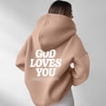 thumbnail image 4 of Hoodies for Women Pullover Winter Loose Fit Hooded Long Sleeve Dolman Off the Shoulder Hoody Graphic Hoodie Cotton Sweatshirts(Khaki,S), 4 of 6