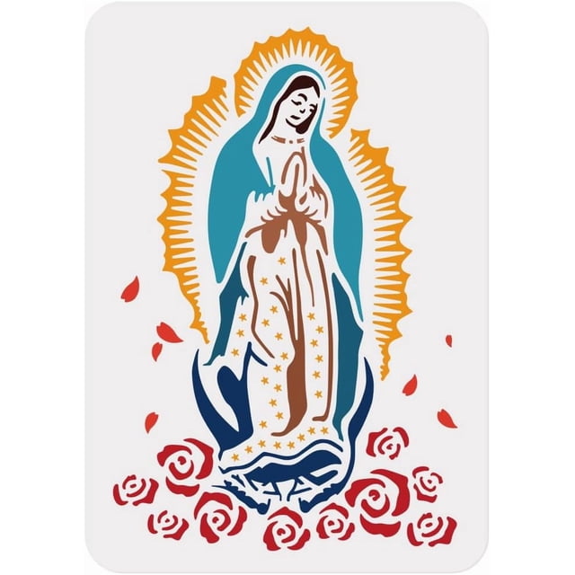 Plantilla para pintar la Virgen de Guadalupe (11,7 x 8,3 pulgadas). Plantilla reutilizable para pintar sobre madera, pared, suelo, tela, muebles, decoración del hogar y manualidades.