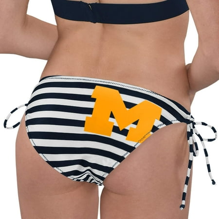 Michigan Wolverines G-III 4Her by Carl Banks Women's Strike Out Striped Bikini Bottom - Navy/White