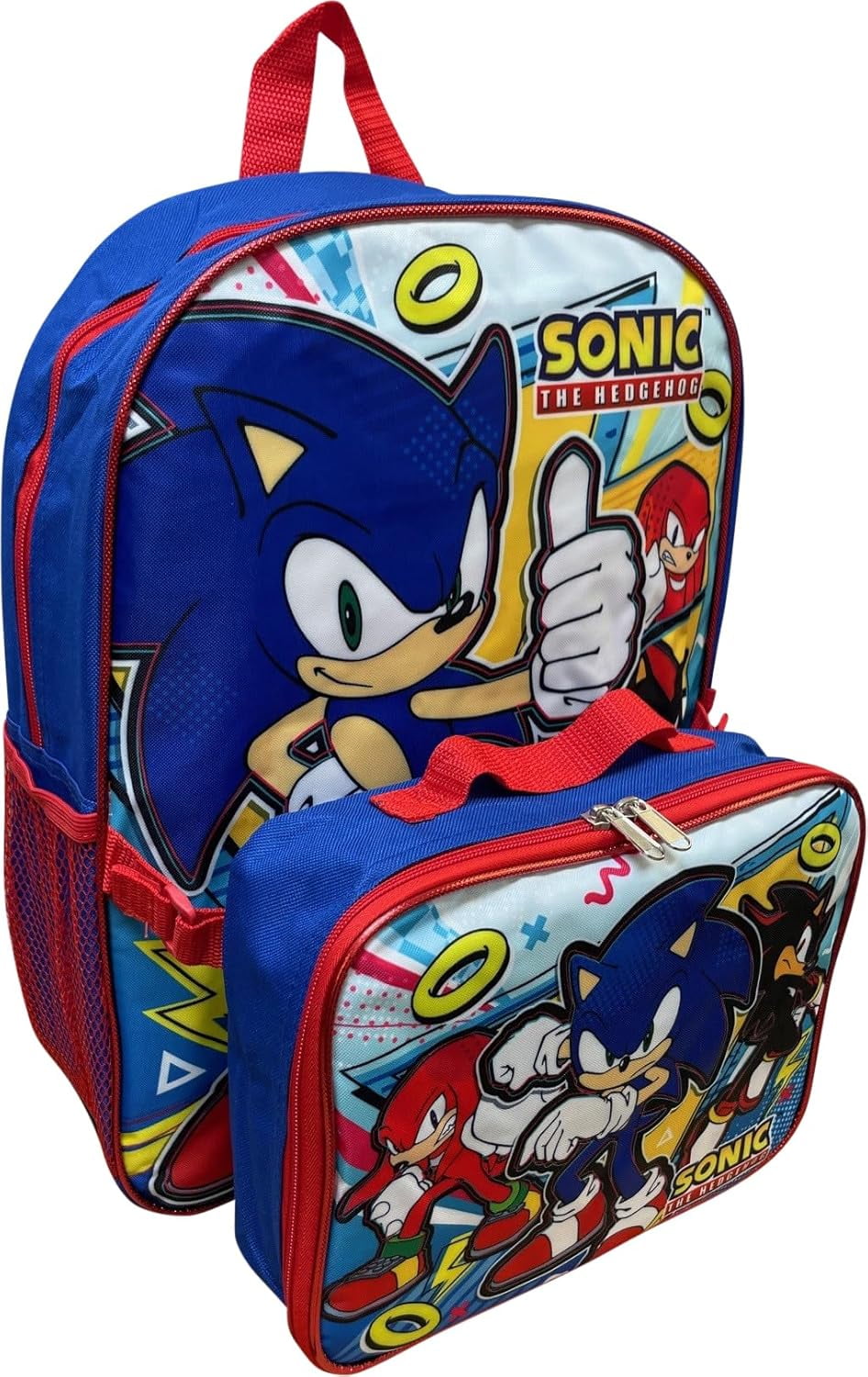 Ruz Sonic The Hedgehog 16 Inch Backpack With Detachable Matching Lunch Box Sonic II