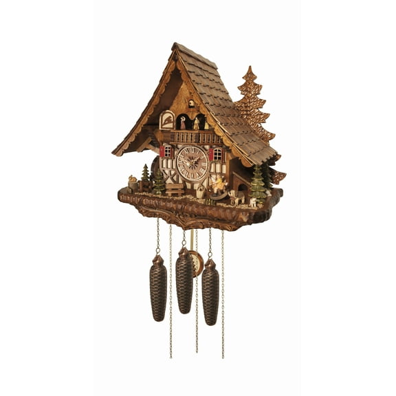 Cuckoo Clock  Big Black Forest house with mill wheel, music and dancers EN 4995/8 MT