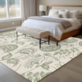 thumbnail image 2 of Farmhouse Sage Green Floral Washable Area Rug 8 x 10 ft Linen Boho Paisley Flower Rustic , Soft Non Slip Rugs Stain Repellent Indoor Felt Carpet for Living Dining Room Bedroom Home Office, 2 of 9