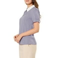 thumbnail image 4 of Allegra K Women's Contrast Peter Pan Collar Puff Short Sleeve Pleated Blosue, 4 of 6