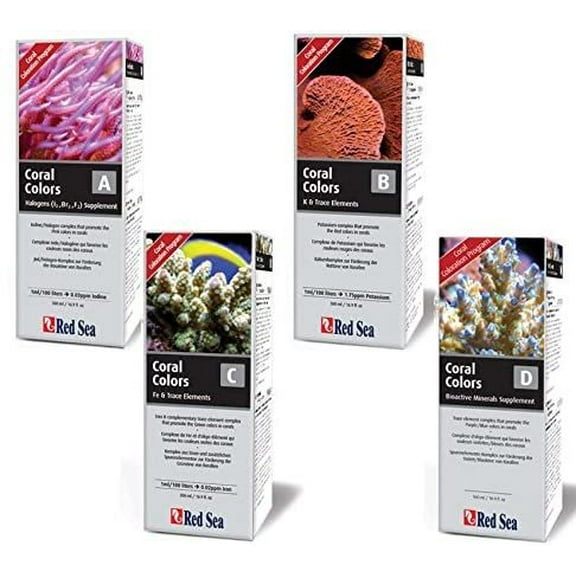 Red Sea 4-Piece Reef Colors Pro Supplement Bundle - 500ML of Each Supplement A, B, C, and D