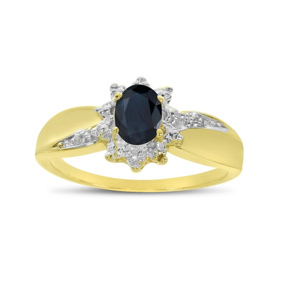 10k Yellow Gold Oval Sapphire And Diamond Ring