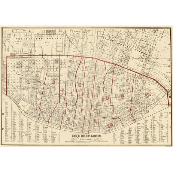 Historic City Map - St Louis Missouri - Hutawa 1870 - 23 x 3267 - Vintage Wall Art