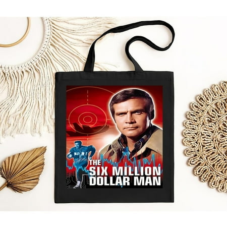 vintage NEW The Six Million Dollar Man Men s Black Tote Bag S--TH20151