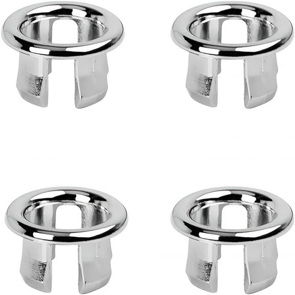 HIBIBUD 4 Pack Chrome Sink Overflow Cover Rings, Round Basin Hole Trim Caps, Universal Bathroom Faucet Drain Accessories