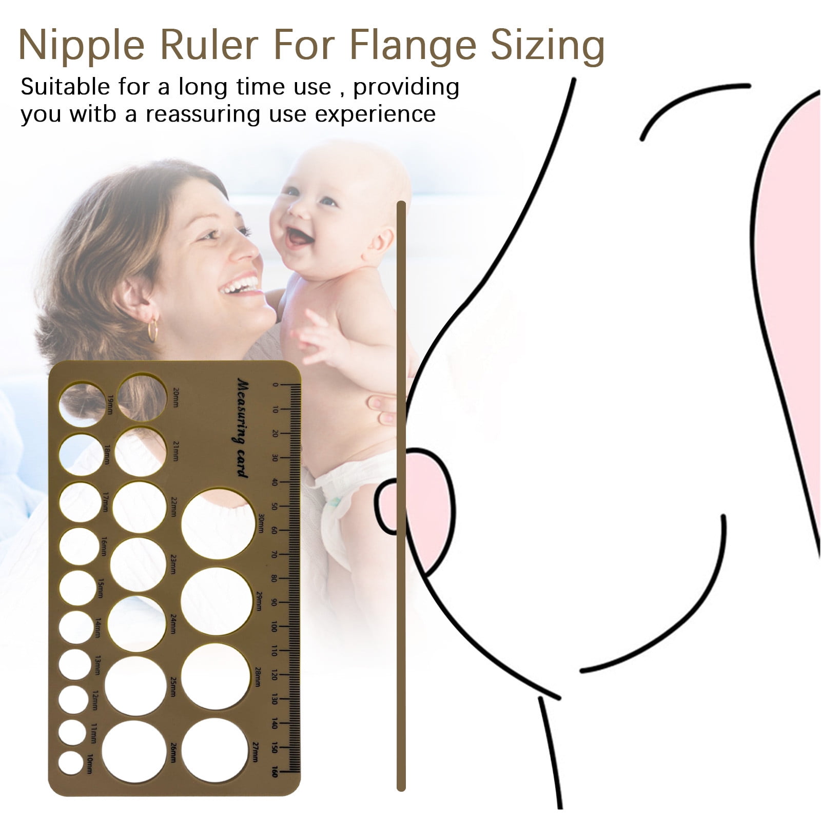 Nipple Ruler for Flange Sizing Measurement Tool , Silicone & Soft Flange  Size Measure for Nipples, Breast Flange Measuring Tool Breast Pump Sizing  Tool 