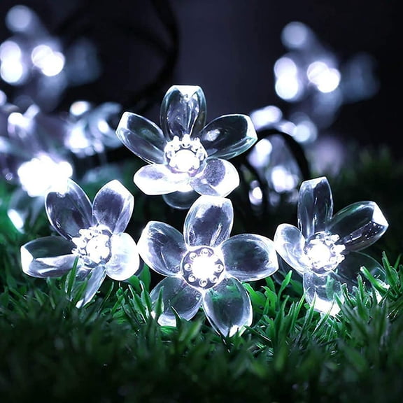 LINLIN Flower String Lights, 12M 100LED Cherry Blossom Fairy Decorative Lights 8mode Battery Powered with Remote for Spring Summer Garden Landscape Wedding Party Christmas Decoration