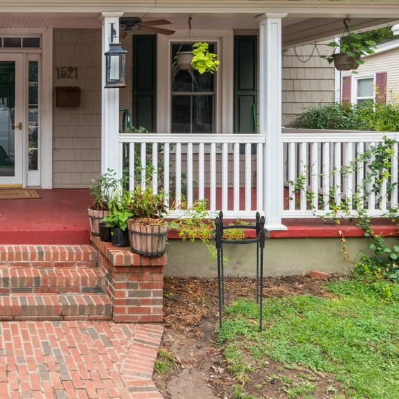 Masteelf  Bracket Flower Stand Round Climbing Plant Support Indoor House Plants Stake Black