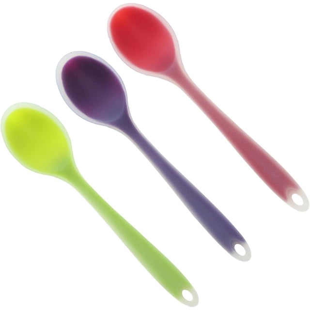 3pcs Semi-Transparent Silicone Spoon Soup Spoon Coffee Milk Teaspoon
