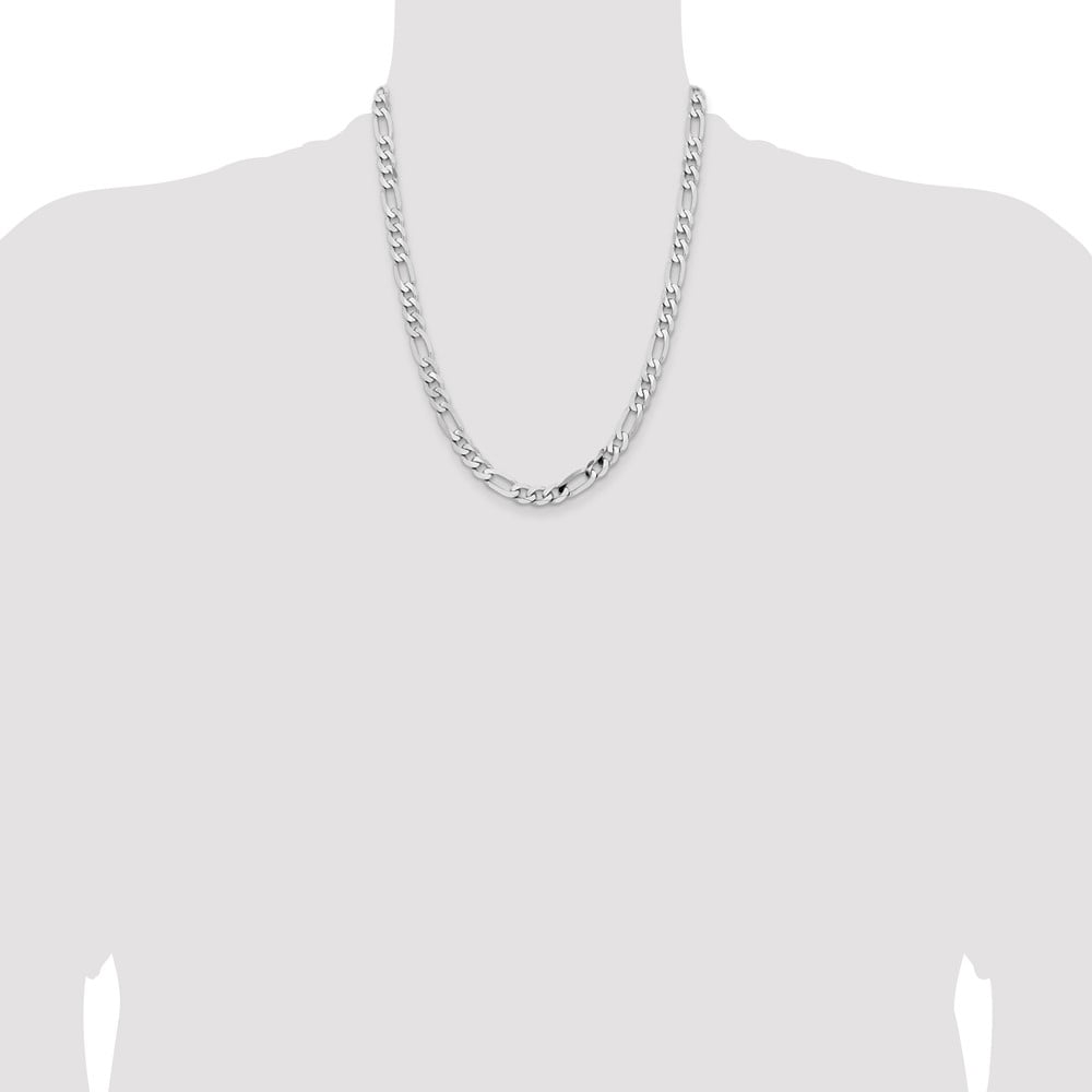 Primal Gold 14 Karat White Gold 7.5mm Flat Figaro Chain Necklace