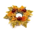 thumbnail image 2 of YyuenwAutumn Pumpkin Maple Leaf Candle Wreath Halloween Thanksgiving Harvest Table Centerpiece Multi-Color Artificial Floral Ring Mantel Mini Hanging Decor, 2 of 7