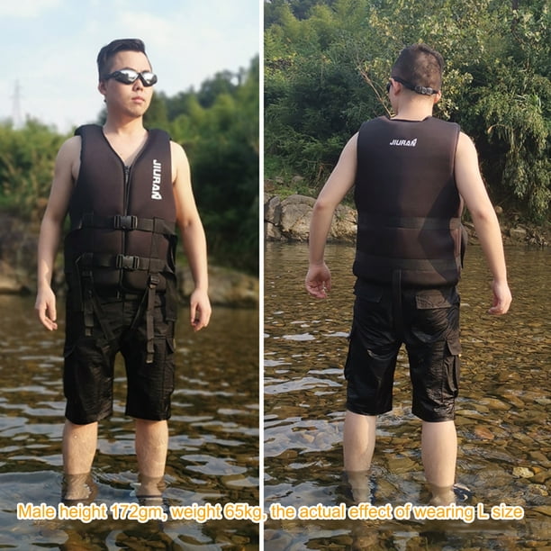 Chaleco salvavidas para nadar, navegar, navegar, conducir, chalecos salvavidas para niños adultos (negro L)