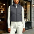 thumbnail image 7 of Smupbvky Cropped Vest for Women Zip Up Sleeveless Quilted Jacket Lightweight Mock Neck Winter Outerwear for Layering (S, Gray), 7 of 7