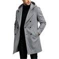 thumbnail image 6 of Trikvn Men Peacoat Wool Winter Trendy Tweed Long Hooded Double Breasted Overcoat Warm Vintage Outerwear with Pockets Thermal, 6 of 7