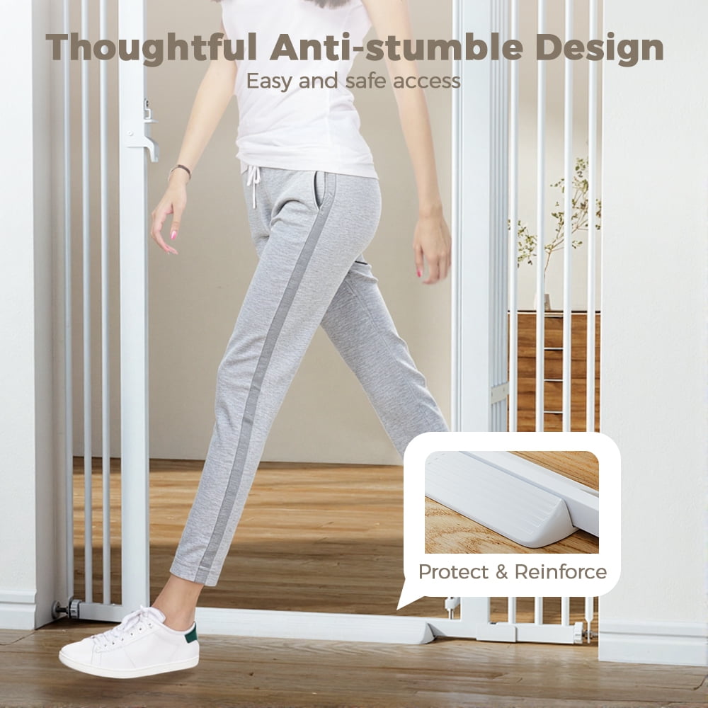 Cat Gate,Domipet 71 inch Extra Tall Pet Dog Gate with Cat Door,29.5''-40.6''Wide Gate for Cats,Walk Through Indoor for Doorways,White
