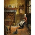 thumbnail image 2 of Victor Anthonis 12x14 Gold Ornate Wood Frame and Double Matted Museum Art Print Titled - Domestic Interior with Woman Knitting (1928), 2 of 4