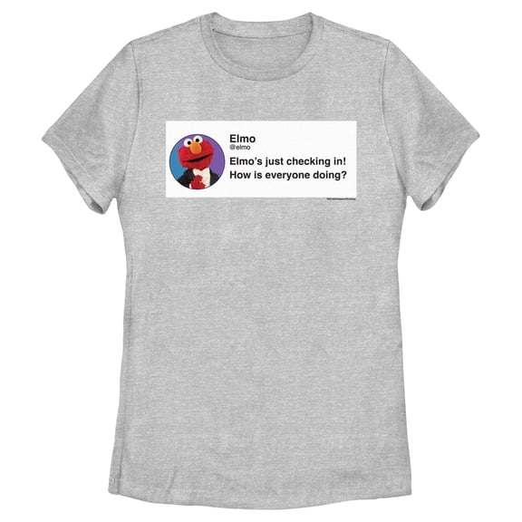Women's Sesame Street Elmo Checking In Social Media Graphic T-Shirt