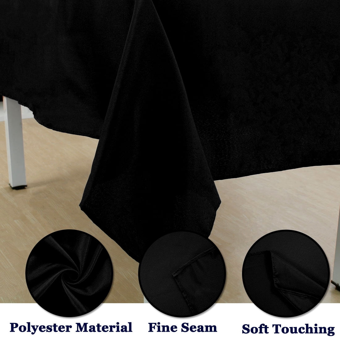 Unique Bargains Rectangle Tablecloth Washable Polyester Table Protector Black 63" x 55"