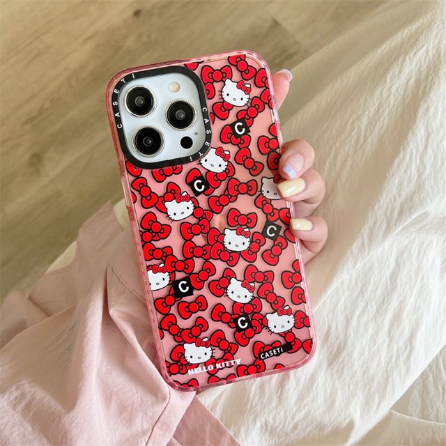 Funda Acrílica De Purpurina KT Cat Kitty CASETiFY Para IPhone 11 12 13 14 Pro Max A Prueba De Golpes 13 12